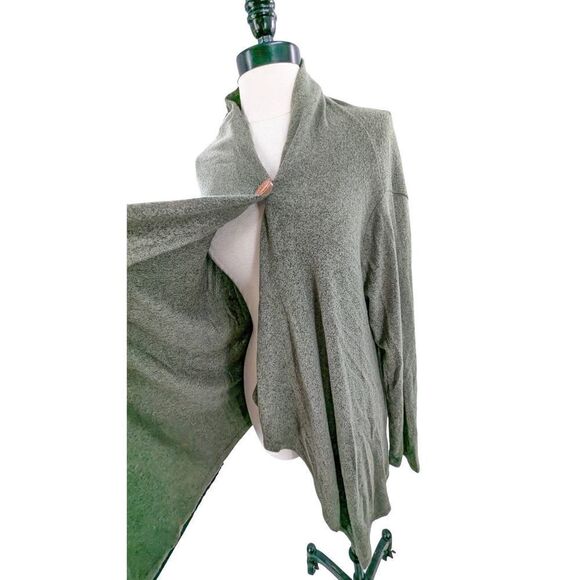 Collection by Bobeau Women One Button Drape Knit Wrap Cardigan Gray Size Large - Picture 7 of 10